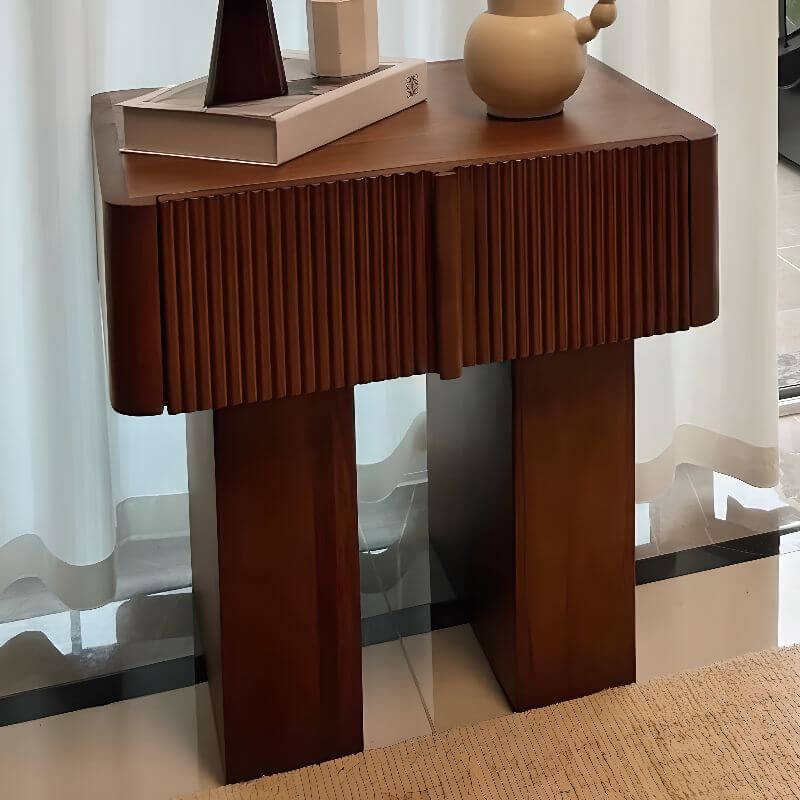 Modern Wooden Nightstand with Drawer Storage and Natural Finish