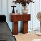 Modern Wooden Nightstand with Drawer Storage and Natural Finish