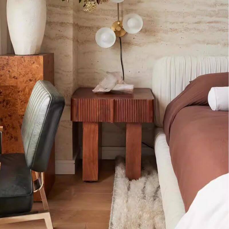 Modern Wooden Nightstand with Drawer Storage and Natural Finish Main Product Image