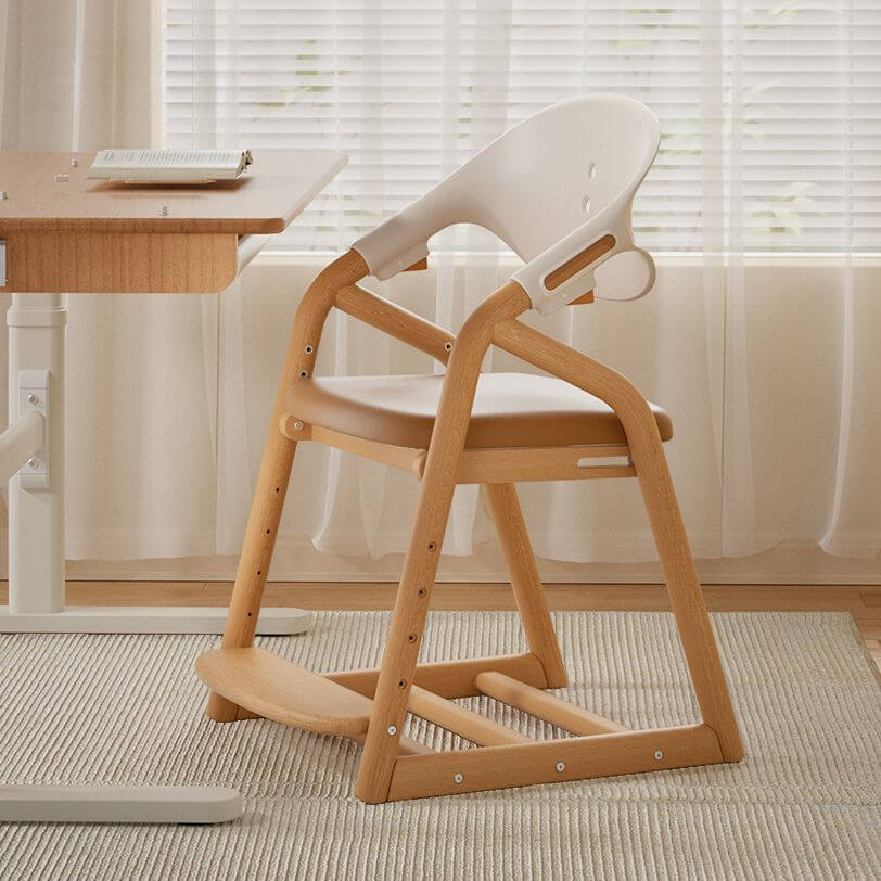 Modern Wooden-Topped Toddler Chair with Soft Upholstered Seat