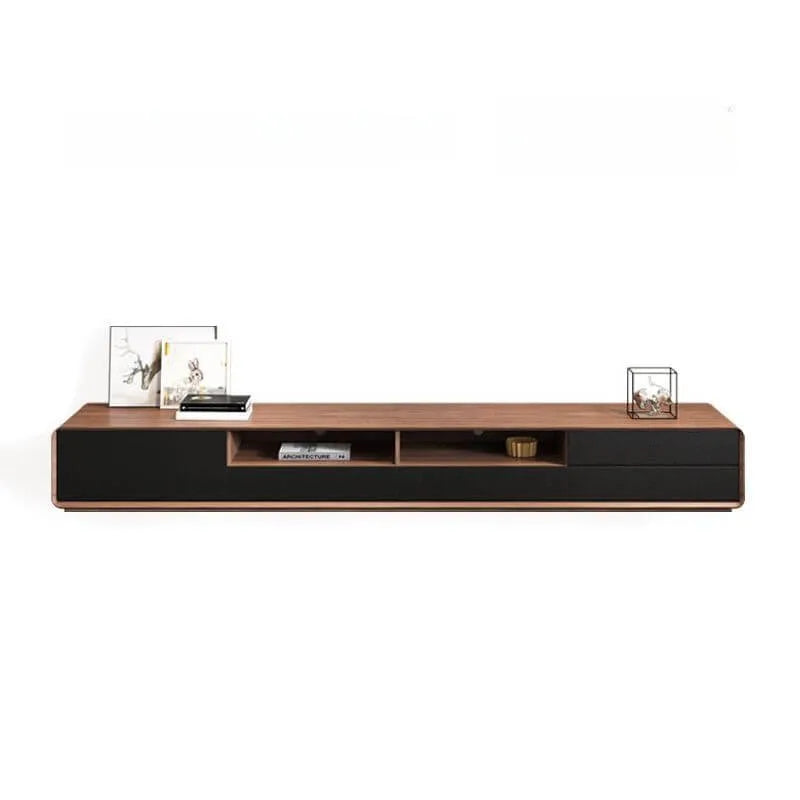 Modern Wooden TV Stand with Drawers and Open Shelving