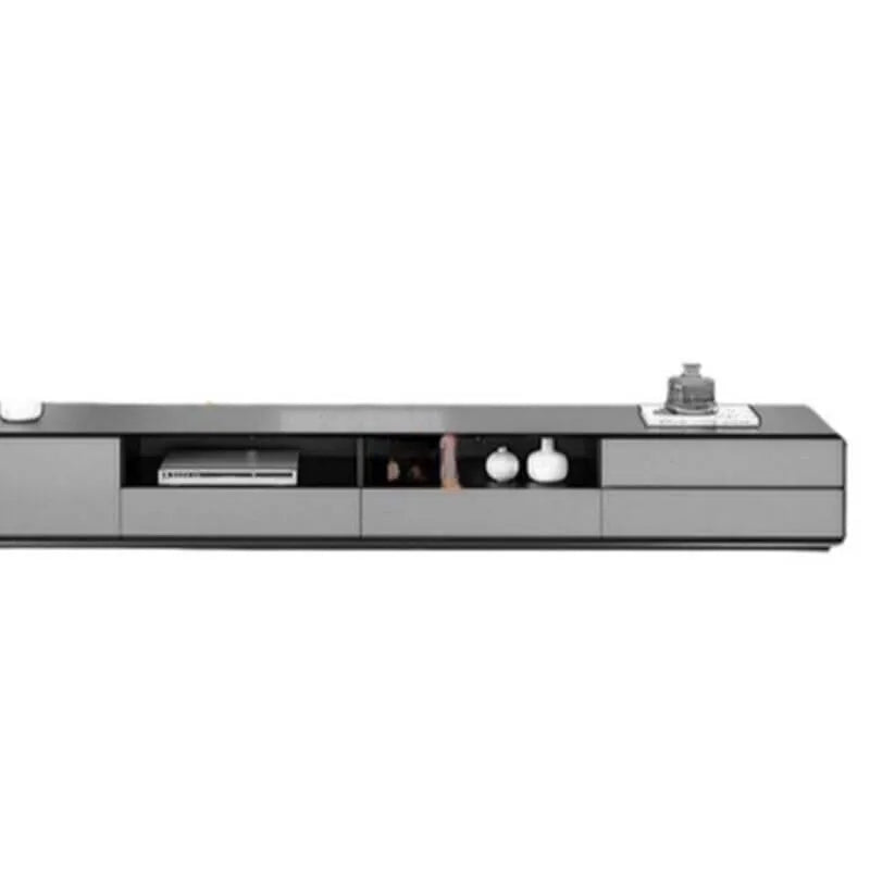 Modern Wooden TV Stand with Drawers and Open Shelving