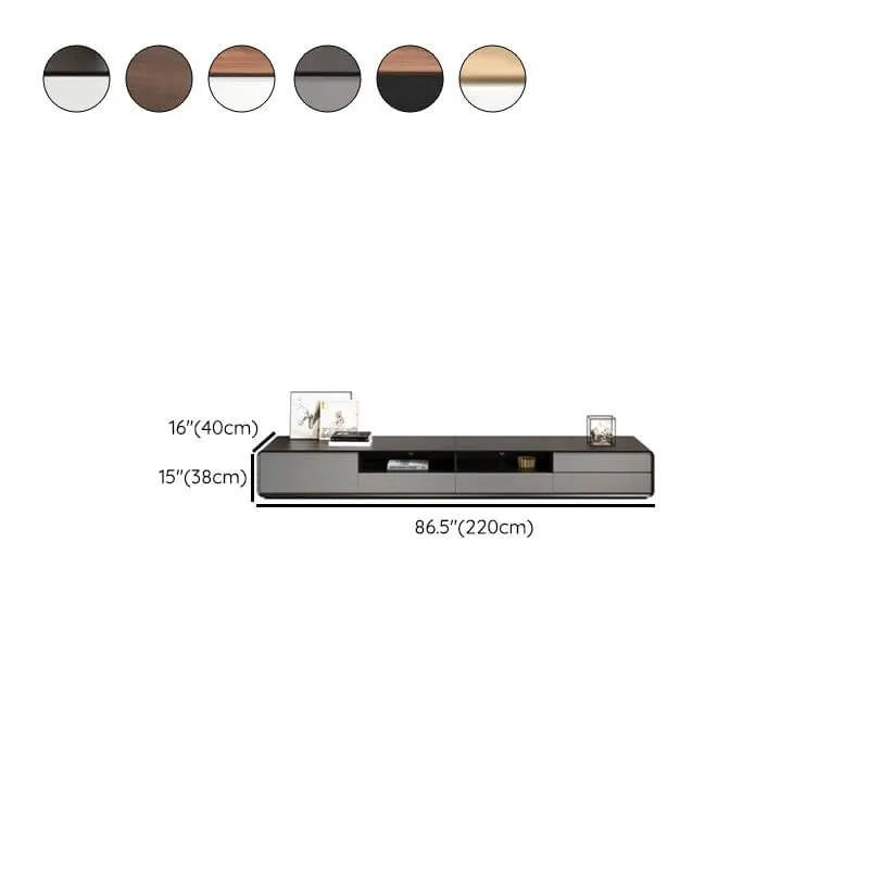 Modern Wooden TV Stand with Drawers and Open Shelving Dimensions