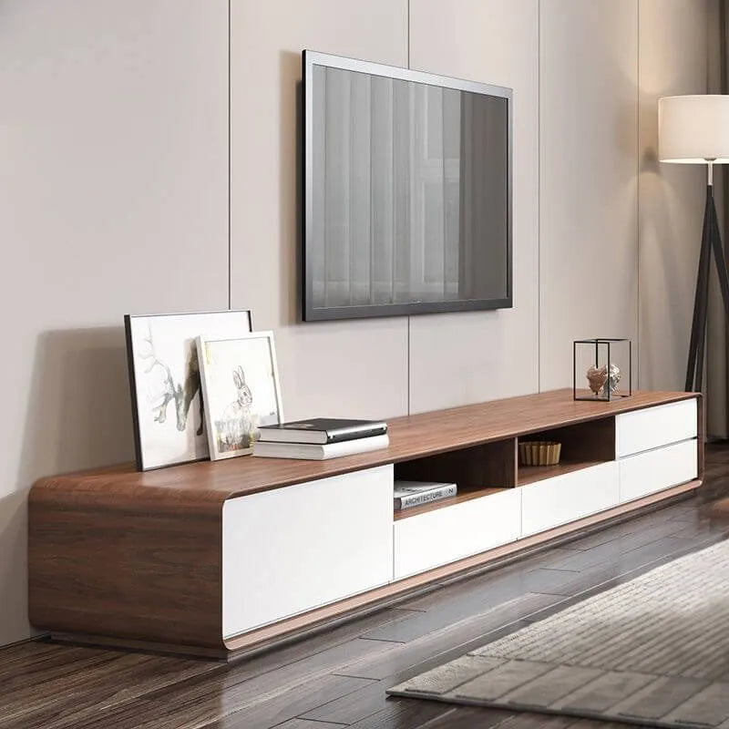 Modern Wooden TV Stand with Drawers and Open Shelving Main Product Image Main image
