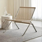Modern Woven Rope Accent Chair with Stainless Steel Frame