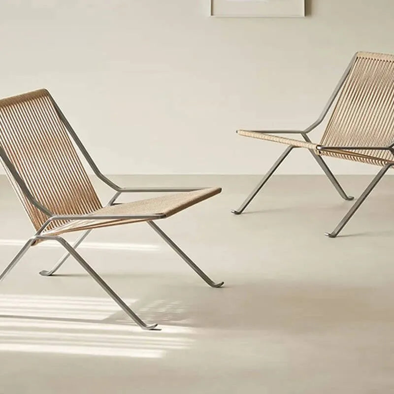 Modern Woven Rope Accent Chair with Stainless Steel Frame