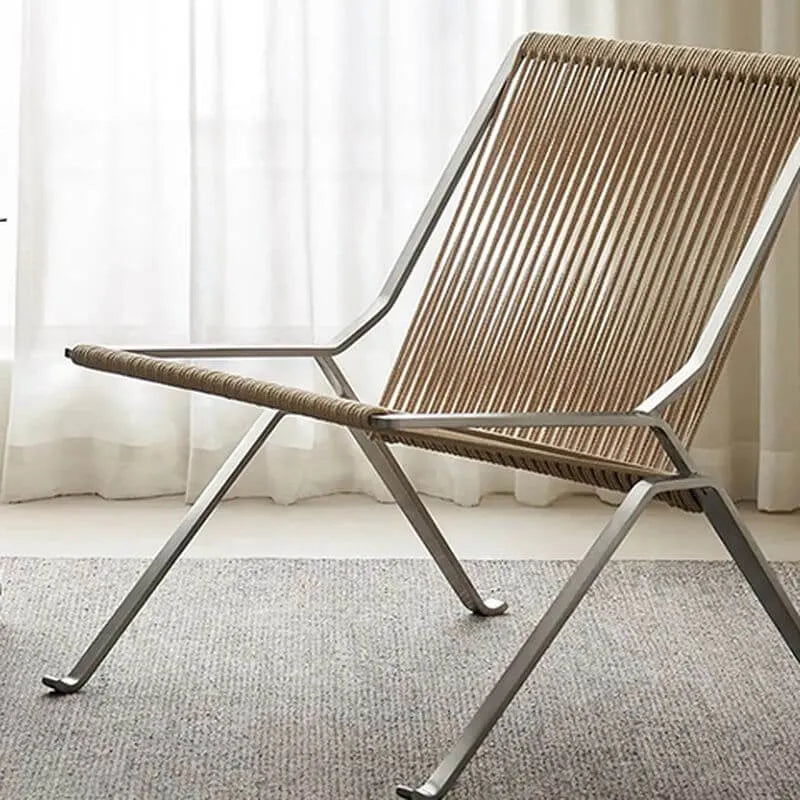 Modern Woven Rope Accent Chair with Stainless Steel Frame Main Product Image メイン画像