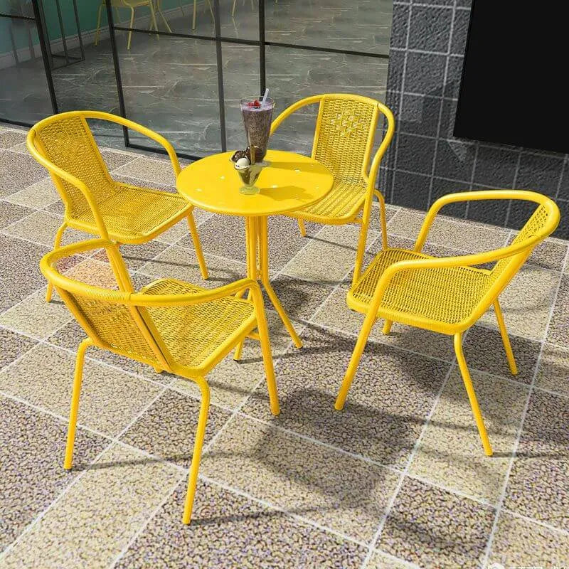 Modern Yellow Metal Outdoor Coffee Table – Round & Square Patio Table