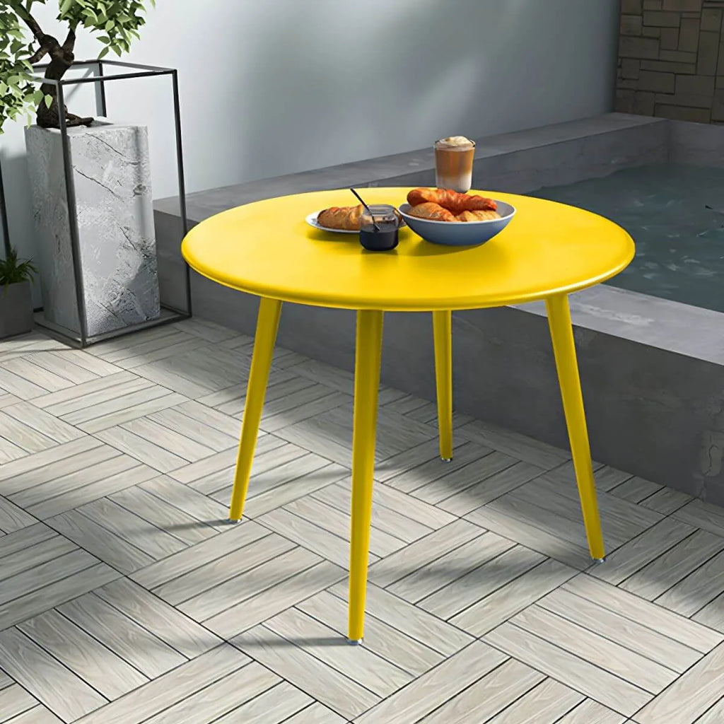Modern Yellow Metal Outdoor Coffee Table – Round & Square Patio Table