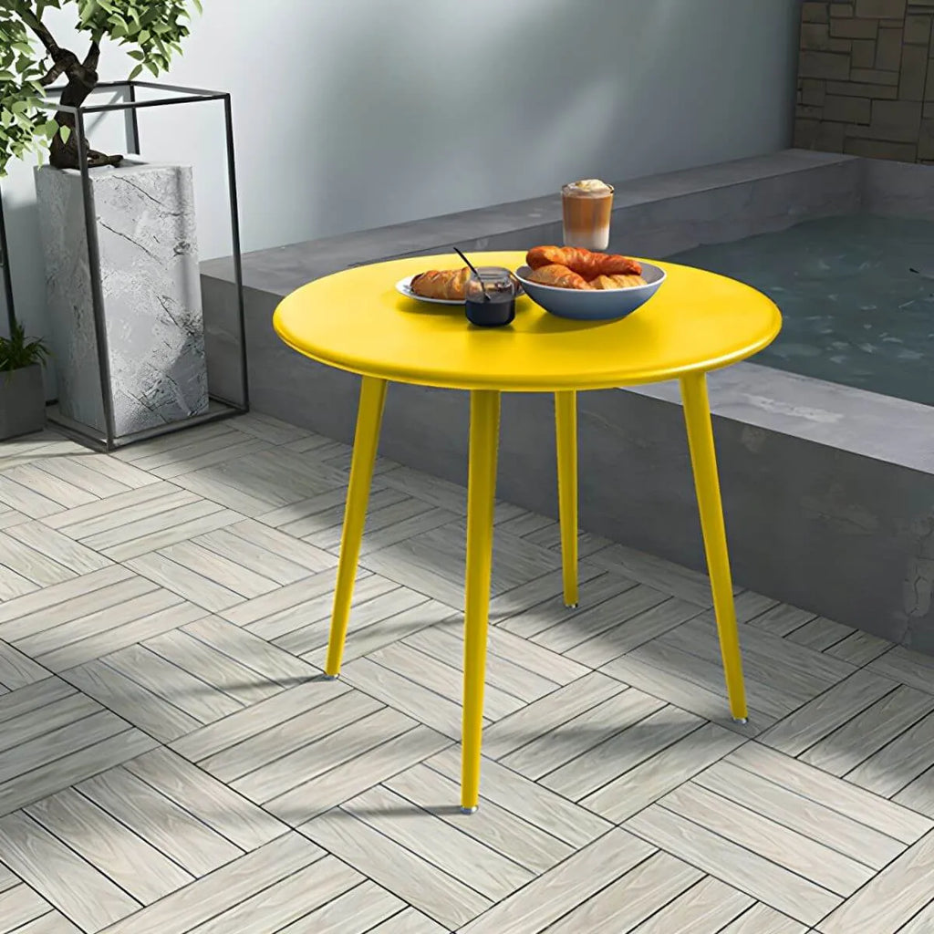 Modern Yellow Metal Outdoor Coffee Table – Round & Square Patio Table