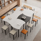 Modular Curved Conference Table Series with Rounded Edges and Metal Legs