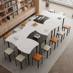 Modular Curved Conference Table Series with Rounded Edges and Metal Legs