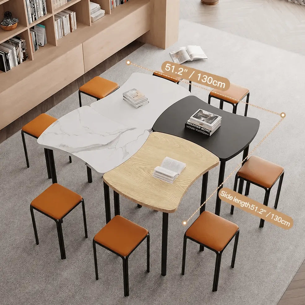 Modular Curved Conference Table Series with Rounded Edges and Metal Legs