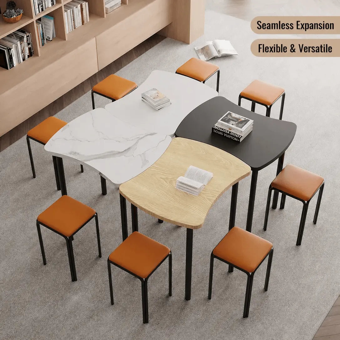 Modular Curved Conference Table Series with Rounded Edges and Metal Legs