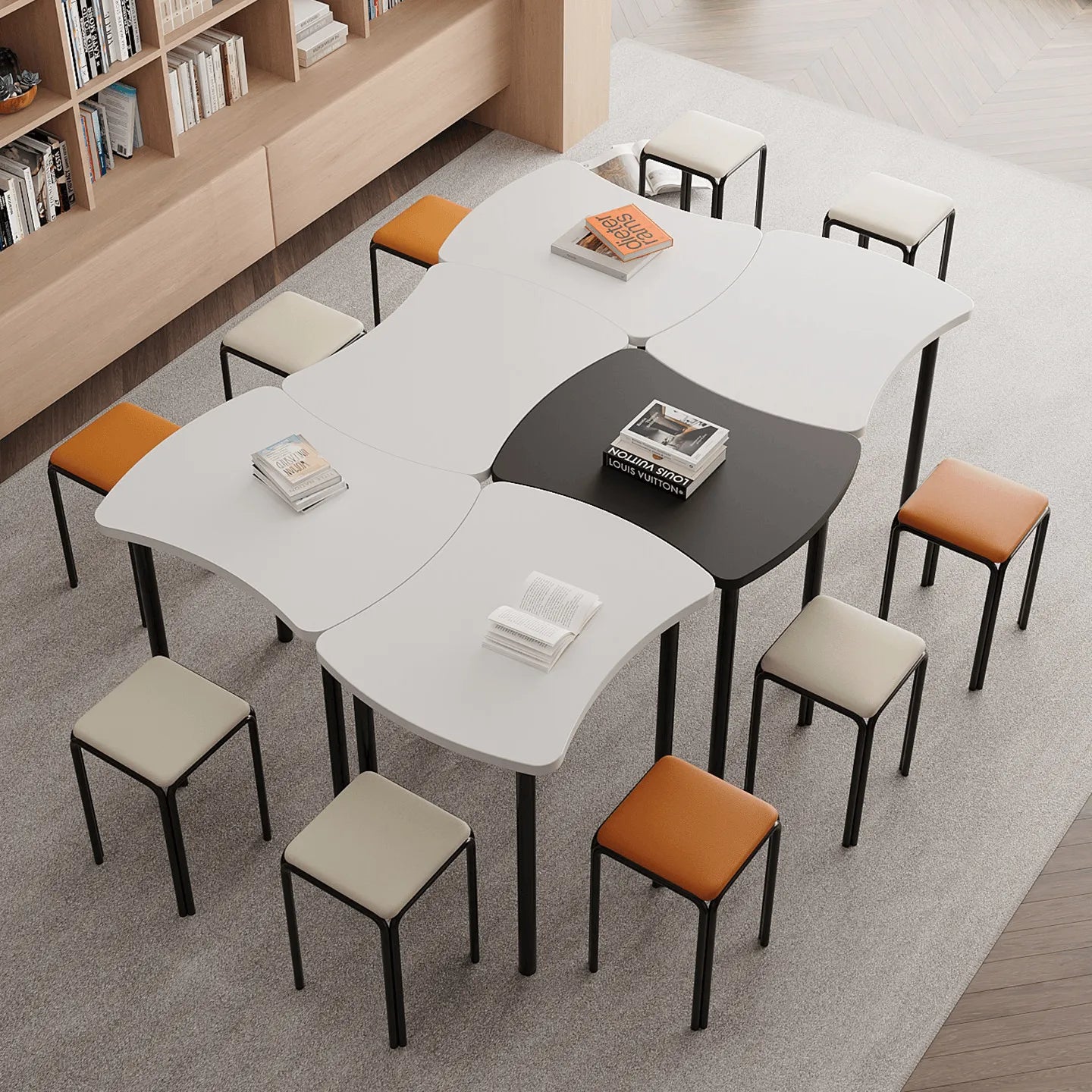 Modular Curved Conference Table Series with Rounded Edges and Metal Legs Main Product Image