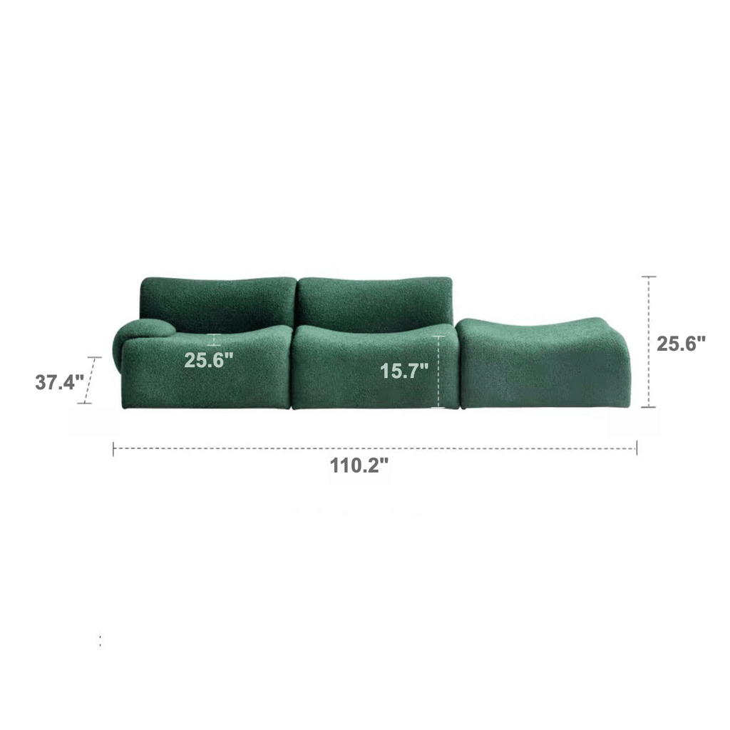 Modular Curved Sofa with Sherpa Upholstery