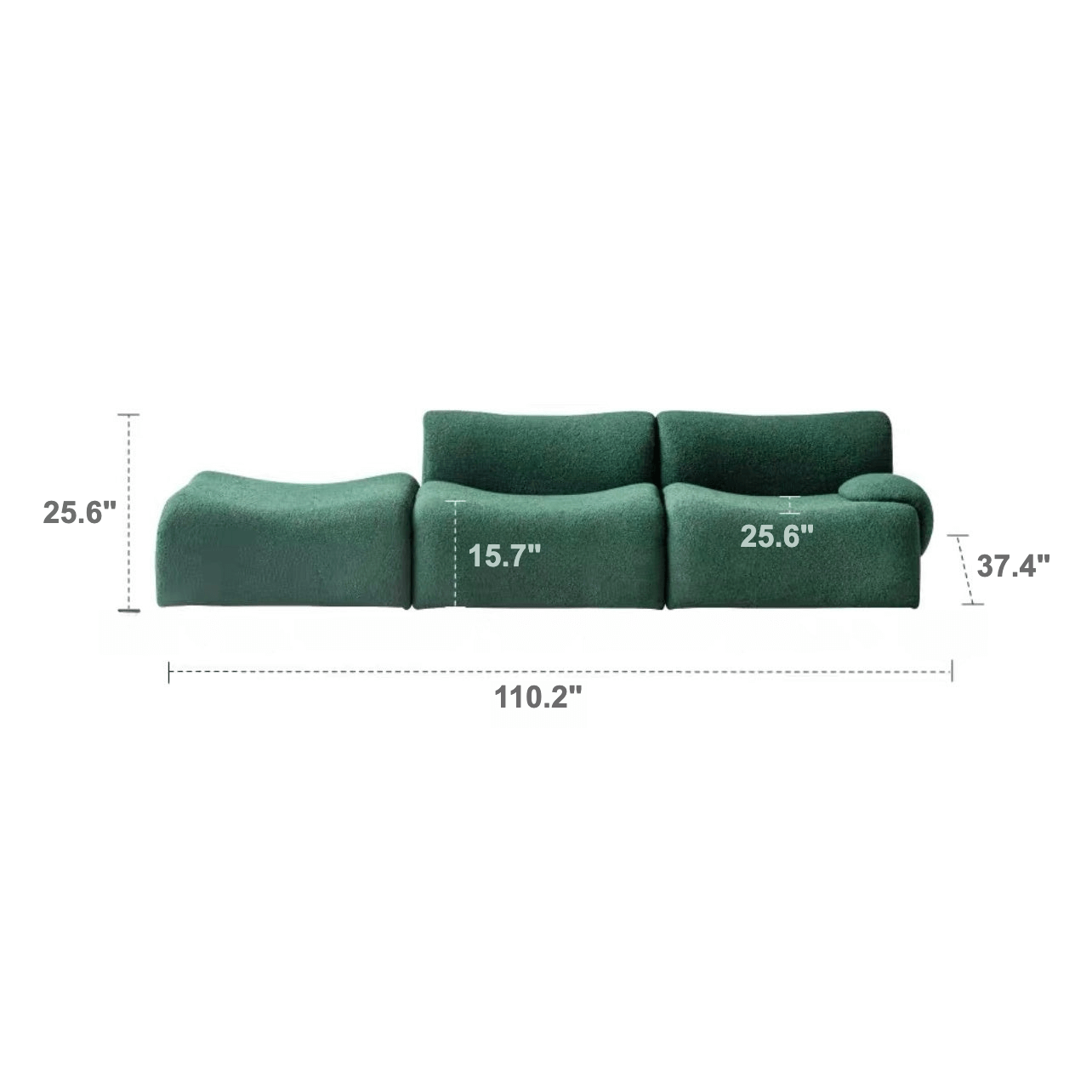 Modular Curved Sofa with Sherpa Upholstery
