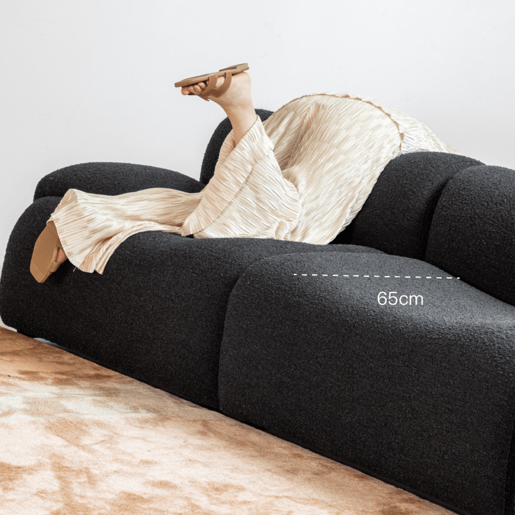 Modular Curved Sofa with Sherpa Upholstery