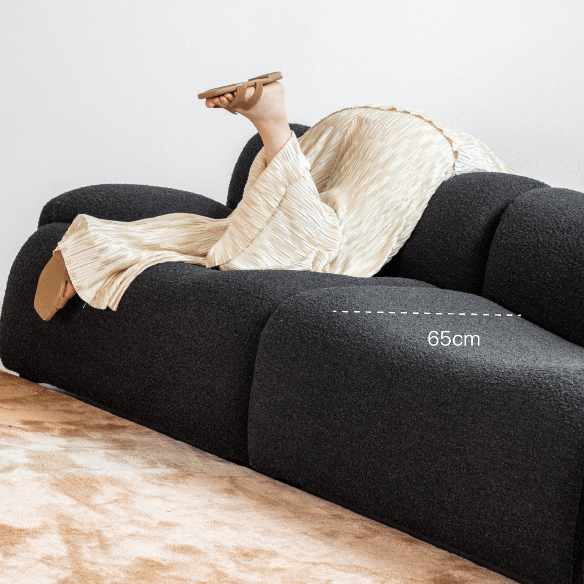 Modular Curved Sofa with Sherpa Upholstery