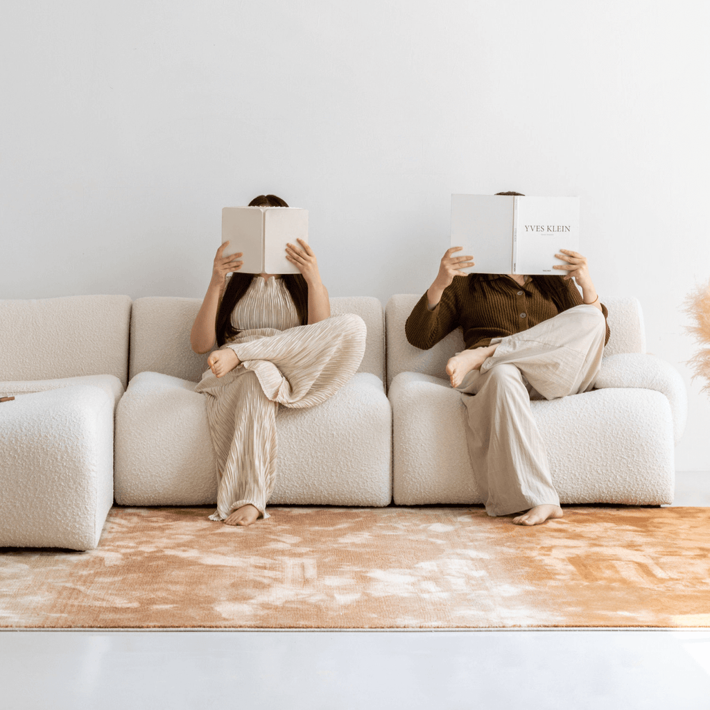 Modular Curved Sofa with Sherpa Upholstery