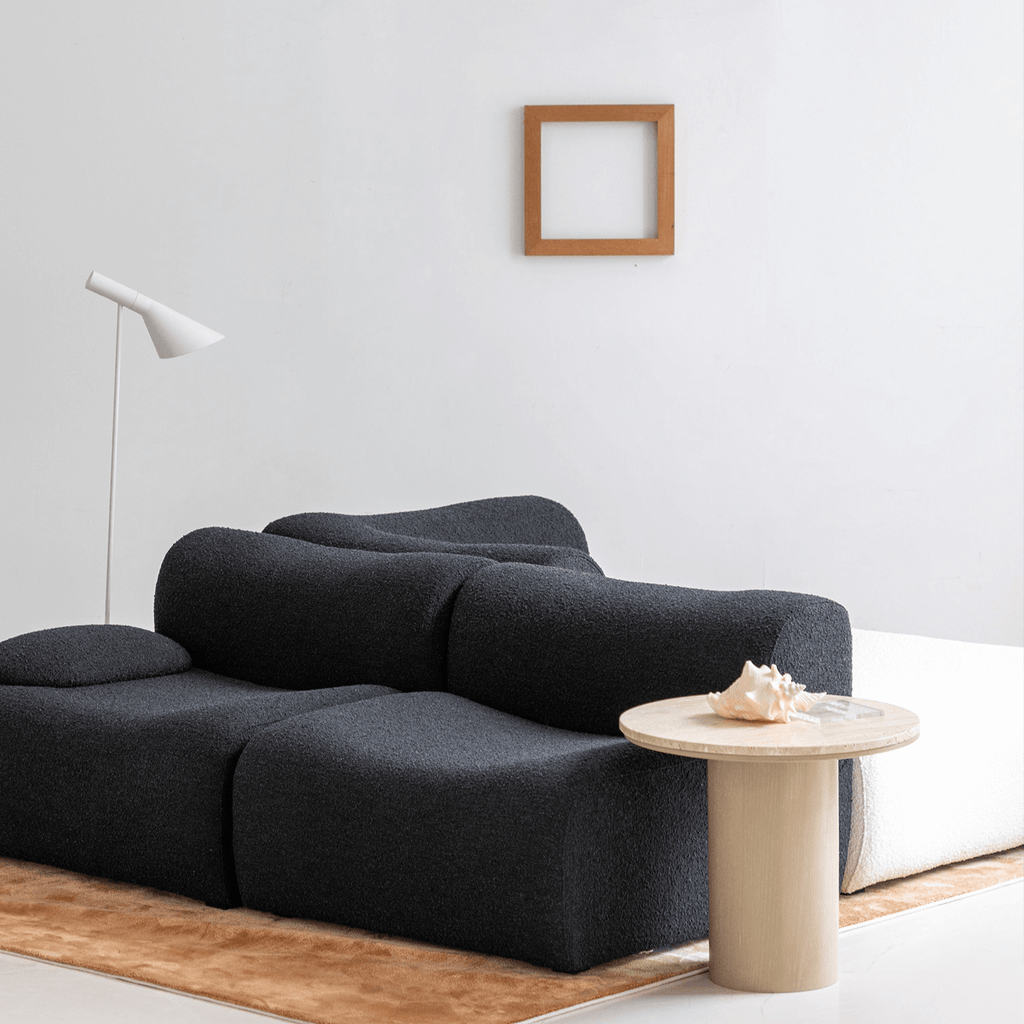 Modular Curved Sofa with Sherpa Upholstery