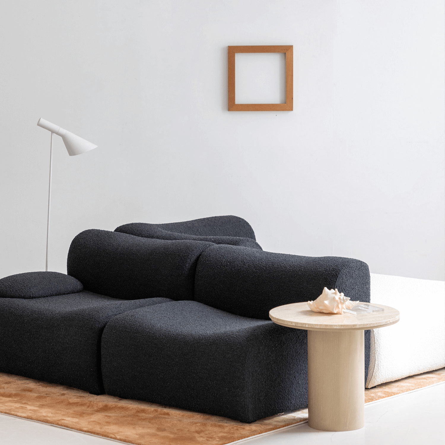 Modular Curved Sofa with Sherpa Upholstery