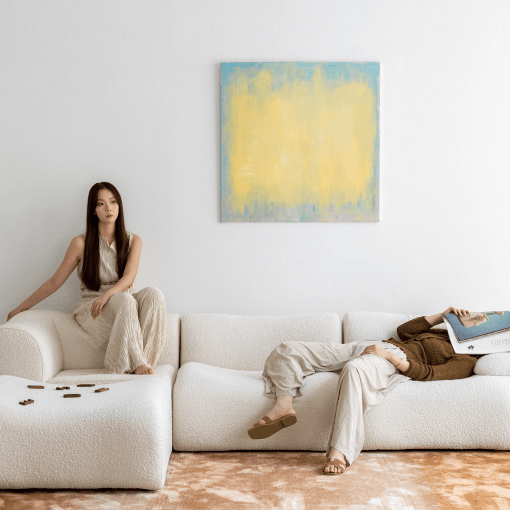 Modular Curved Sofa with Sherpa Upholstery