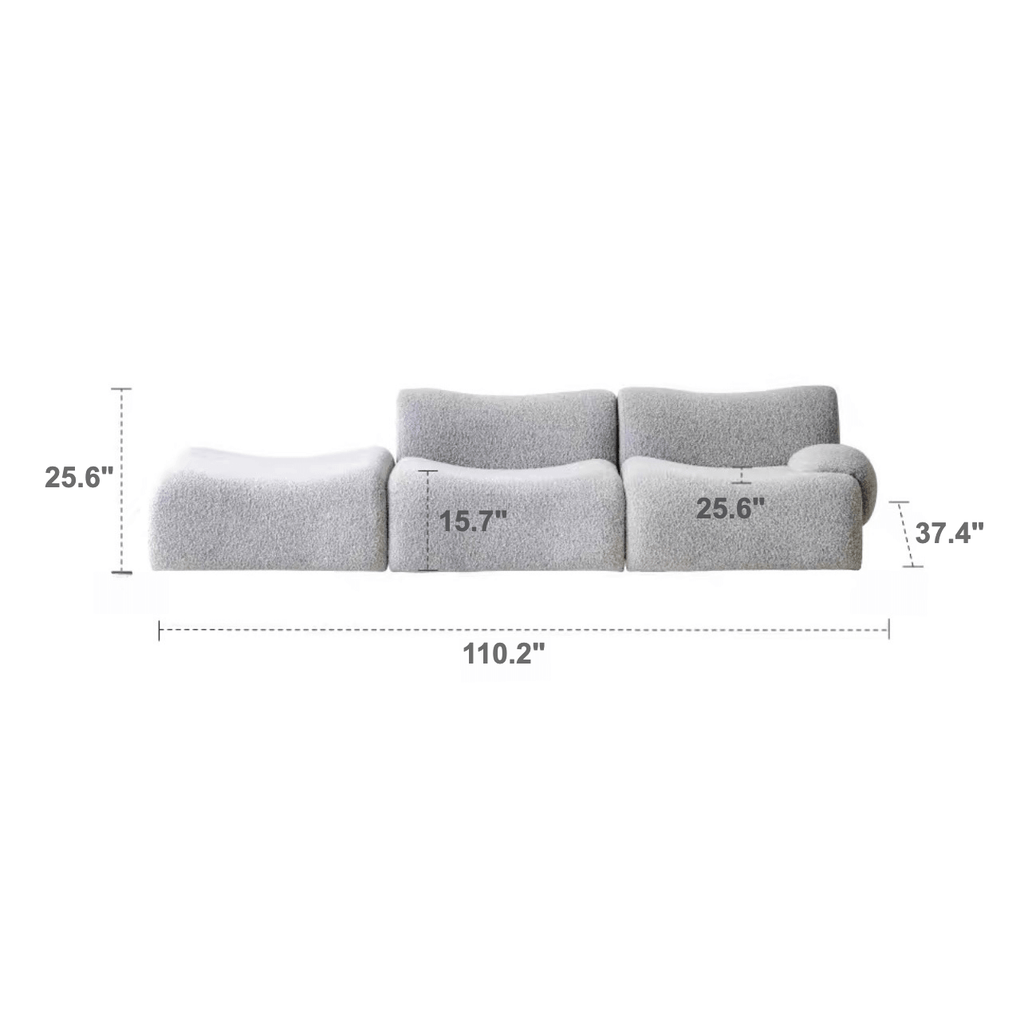 Modular Curved Sofa with Sherpa Upholstery