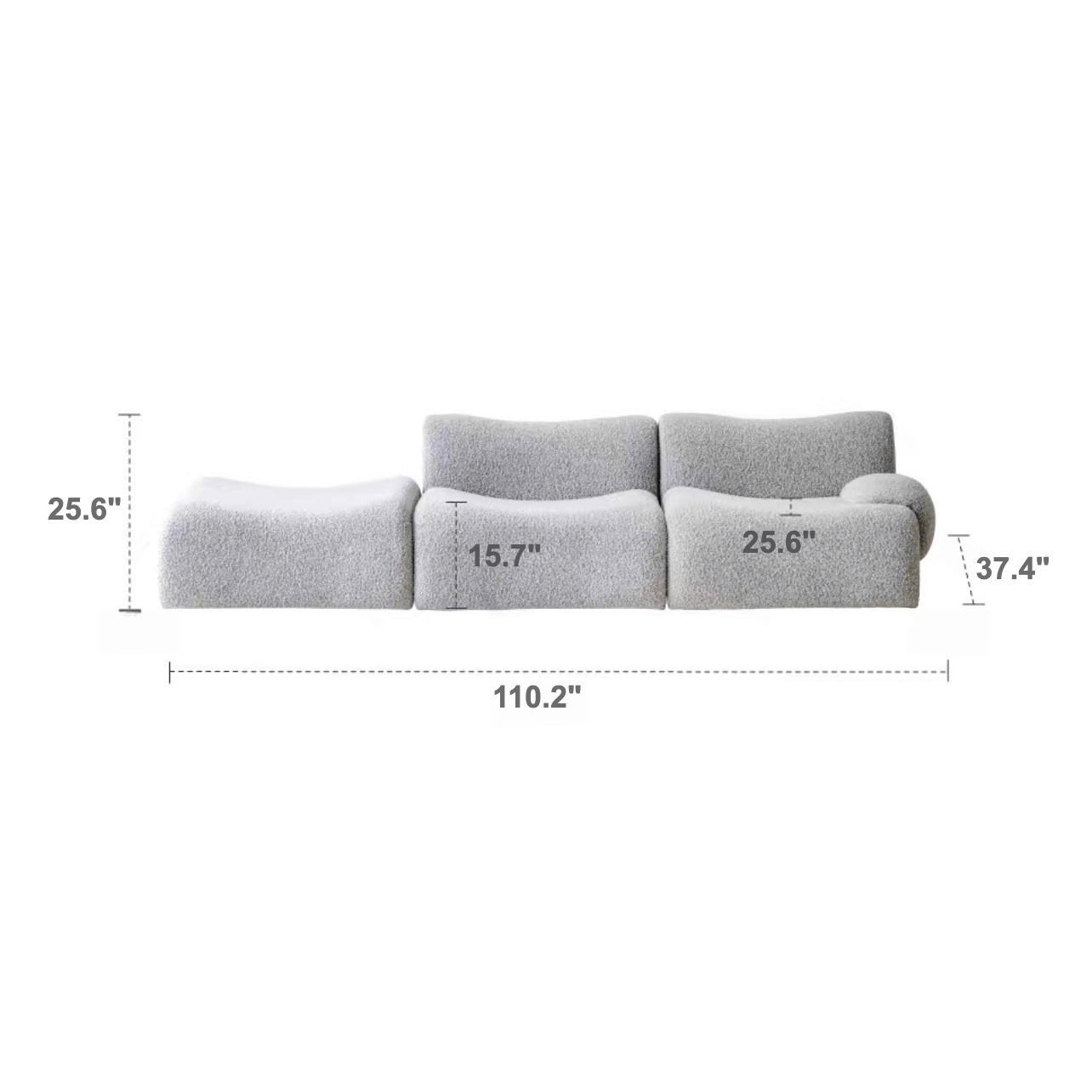 Modular Curved Sofa with Sherpa Upholstery