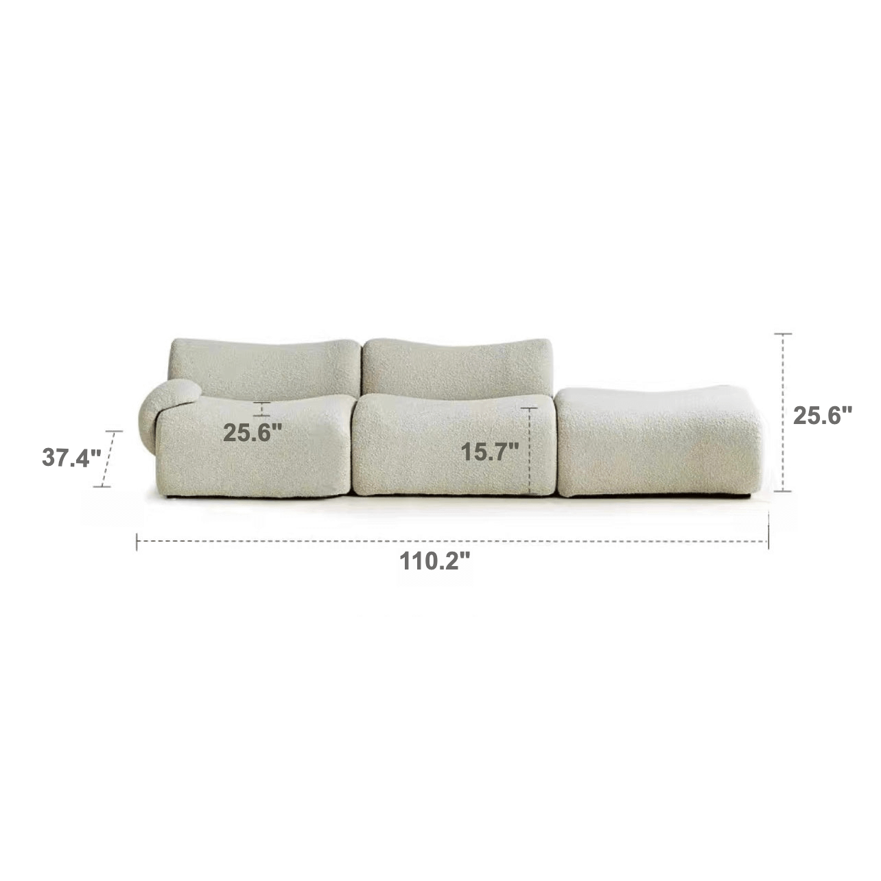 Modular Curved Sofa with Sherpa Upholstery