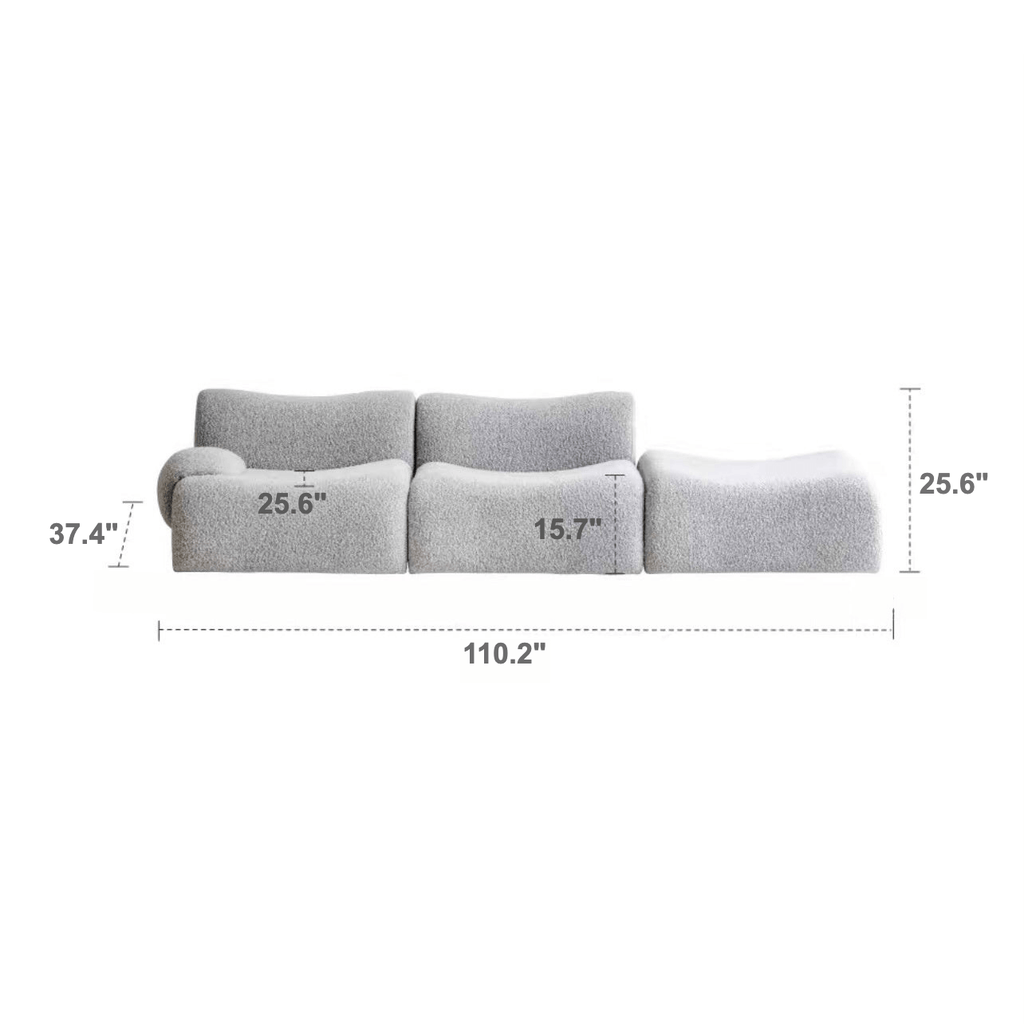 Modular Curved Sofa with Sherpa Upholstery