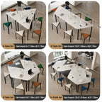 Modular Geometric Conference Desk Set with Cable Ports and Chairs