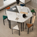 Modular Geometric Conference Desk Set with Cable Ports and Chairs