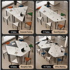 Modular Geometric Conference Desk Set with Cable Ports and Chairs