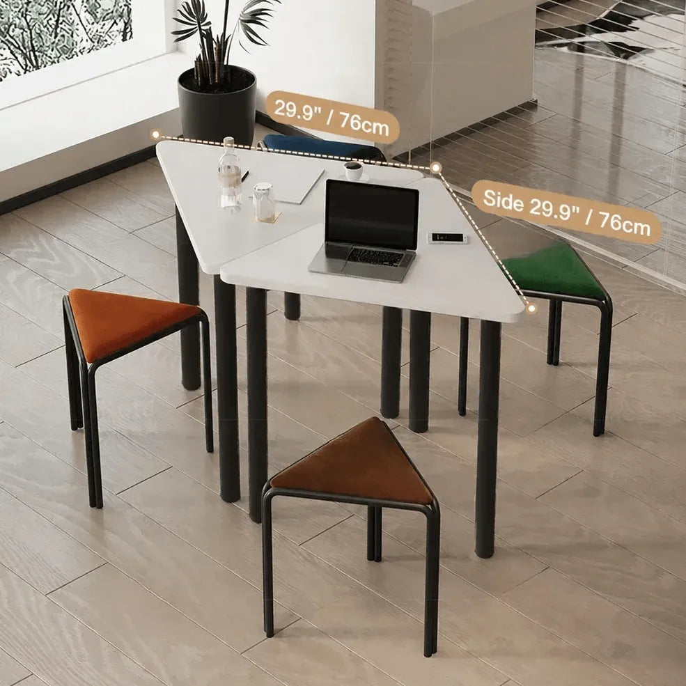 Modular Geometric Conference Desk Set with Cable Ports and Chairs