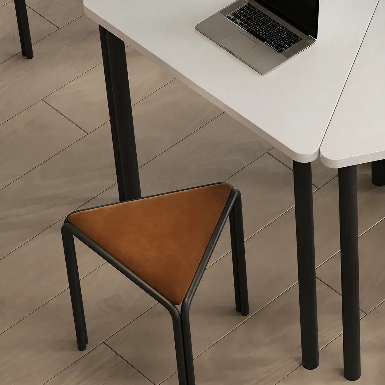 Modular Geometric Conference Desk Set with Cable Ports and Chairs