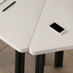 Modular Geometric Conference Desk Set with Cable Ports and Chairs