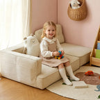 Modular Kids Corner Sofa in Textured Corduroy for Reading Nooks