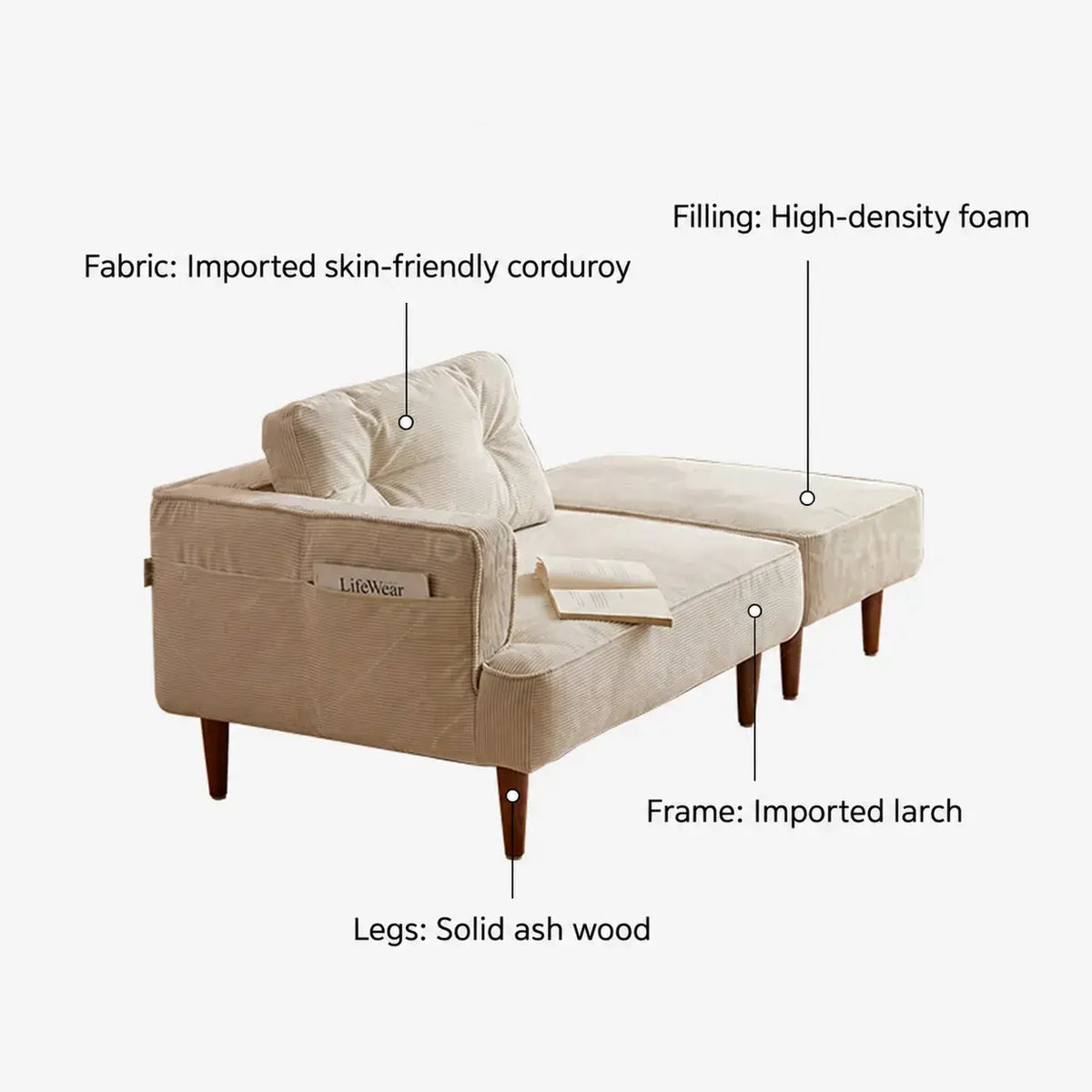 Modular Kids Corner Sofa in Textured Corduroy for Reading Nooks