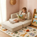 Modular Kids Corner Sofa in Textured Corduroy for Reading Nooks