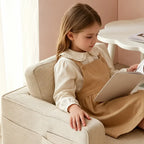 Modular Kids Corner Sofa in Textured Corduroy for Reading Nooks