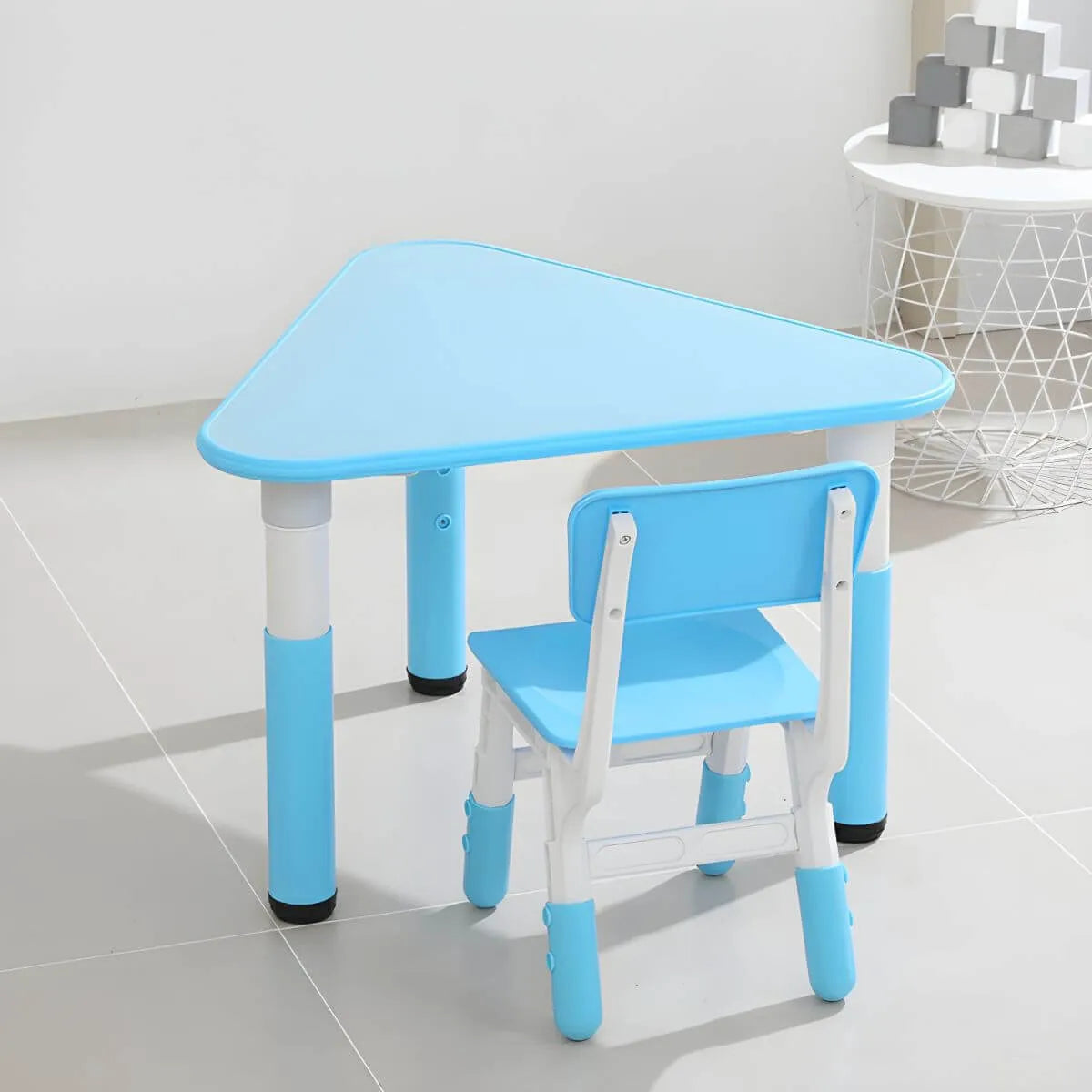 Modular Kids Writing Desk with Adjustable Height – Wood Top & Colorful Base