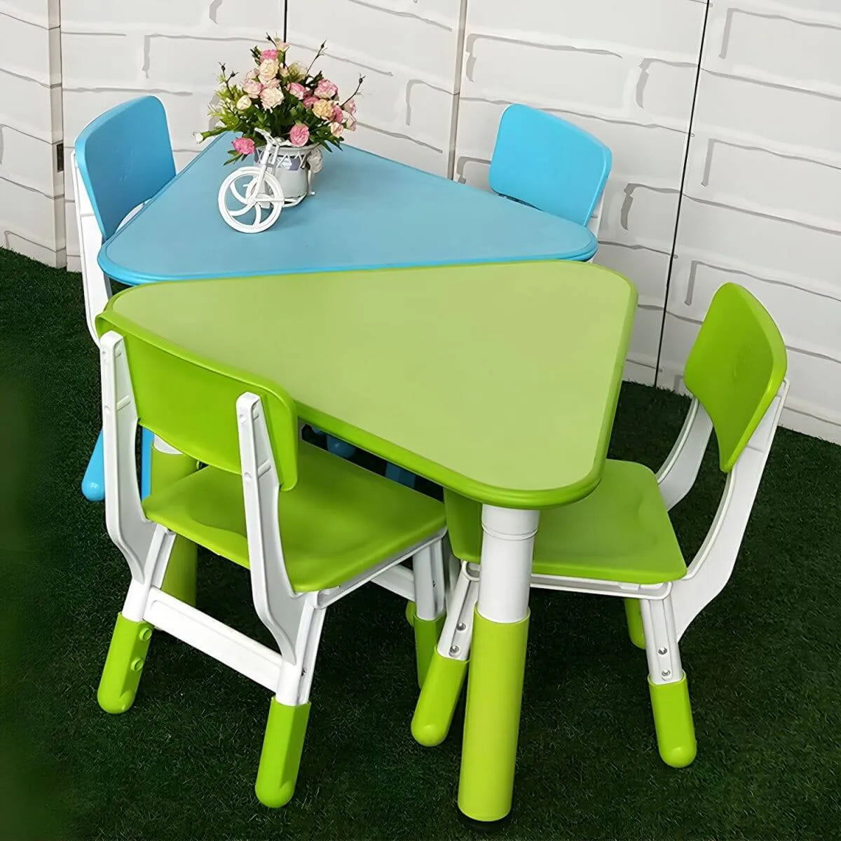 Modular Kids Writing Desk with Adjustable Height – Wood Top & Colorful Base