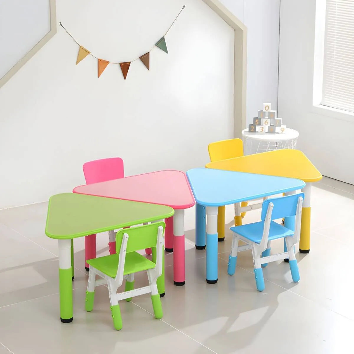 Modular Kids Writing Desk with Adjustable Height – Wood Top & Colorful Base Secondary image
