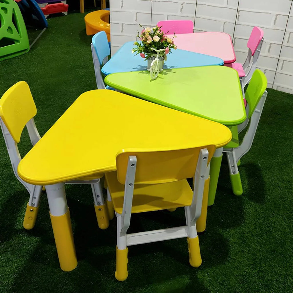 Modular Kids Writing Desk with Adjustable Height – Wood Top & Colorful Base