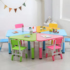 Modular Kids Writing Desk with Adjustable Height – Wood Top & Colorful Base