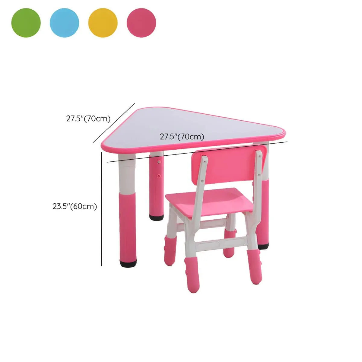 Modular Kids Writing Desk with Adjustable Height – Wood Top & Colorful Base Dimensions