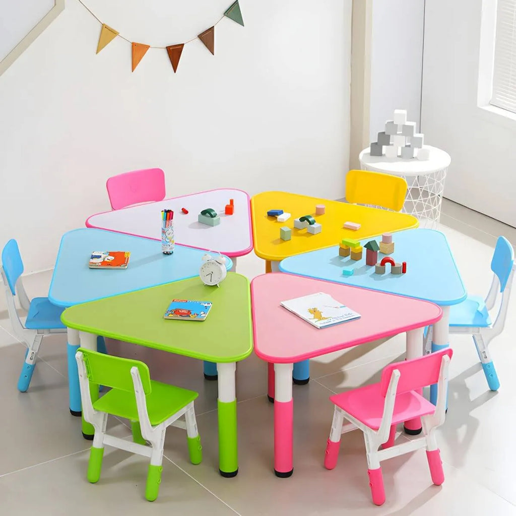 Modular Kids Writing Desk with Adjustable Height – Wood Top & Colorful Base Main Product Image