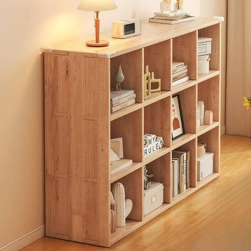 Modular Natural Pine Bookshelf – Modern Open Shelving Organizer