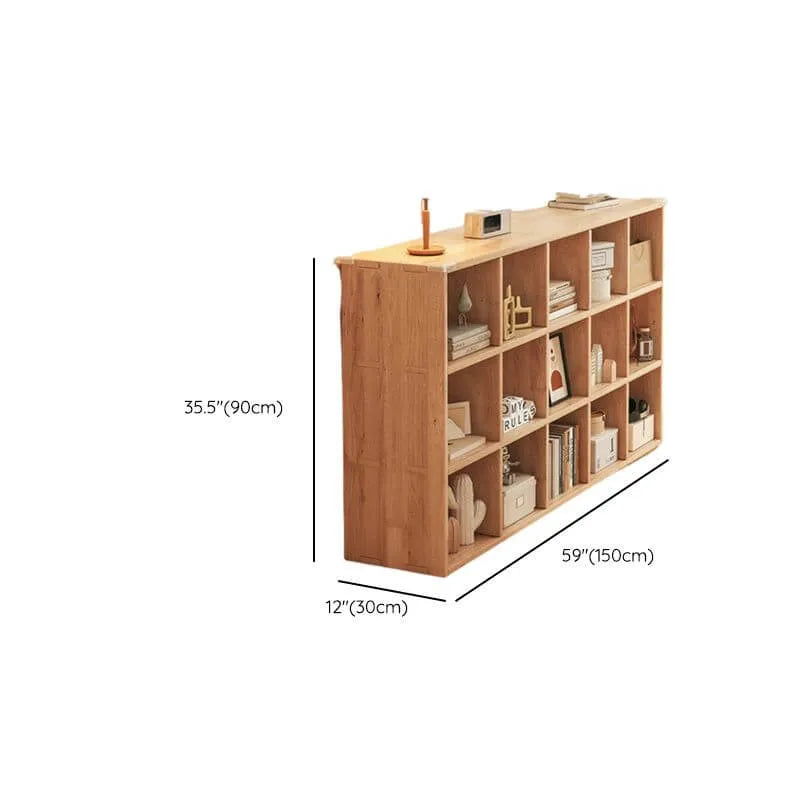 Modular Natural Pine Bookshelf – Modern Open Shelving Organizer Dimensions
